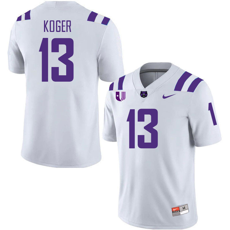 Central Arkansas Bears #13 Caleb Koger College Football Jerseys,Uniforms Stitched-White